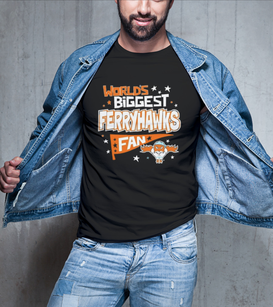 World's Biggest Staten Island Ferryhawks Fan Cartoon Pennant With Stars T-Shirt