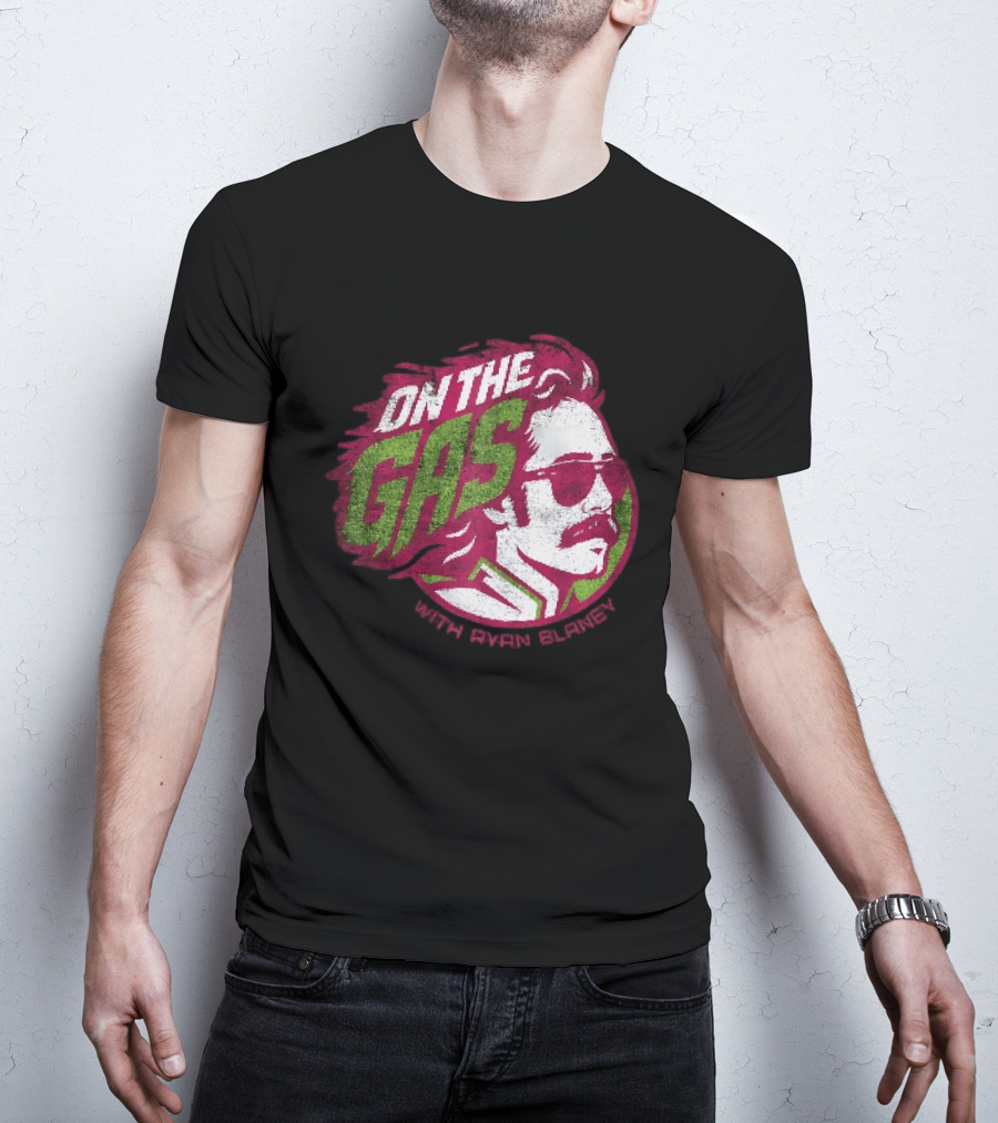 On The Gas With Ryan Blaney Racing Style Retro Hair Sunglasses T-Shirt