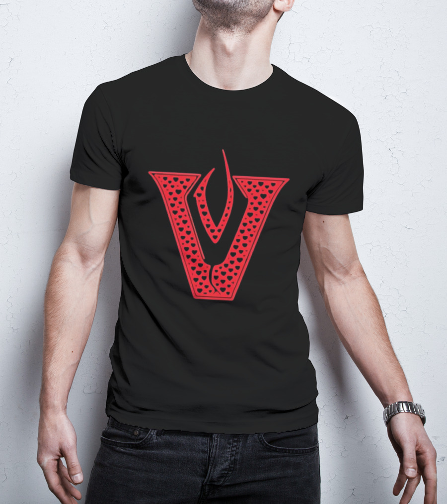 Red V Filled Hearts Flame T-Shirt