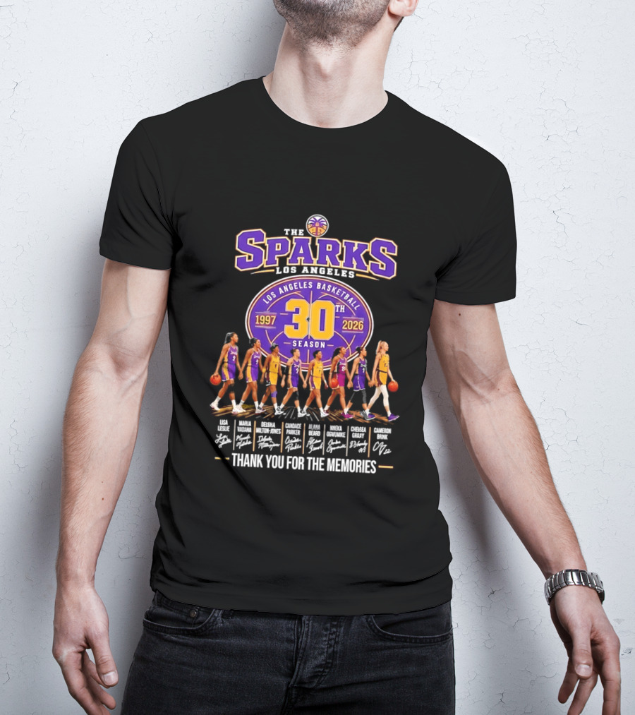 Los Angeles Sparks 30th Season 1997 2026 Basketball Thank You For The Memories Signatures T-Shirt