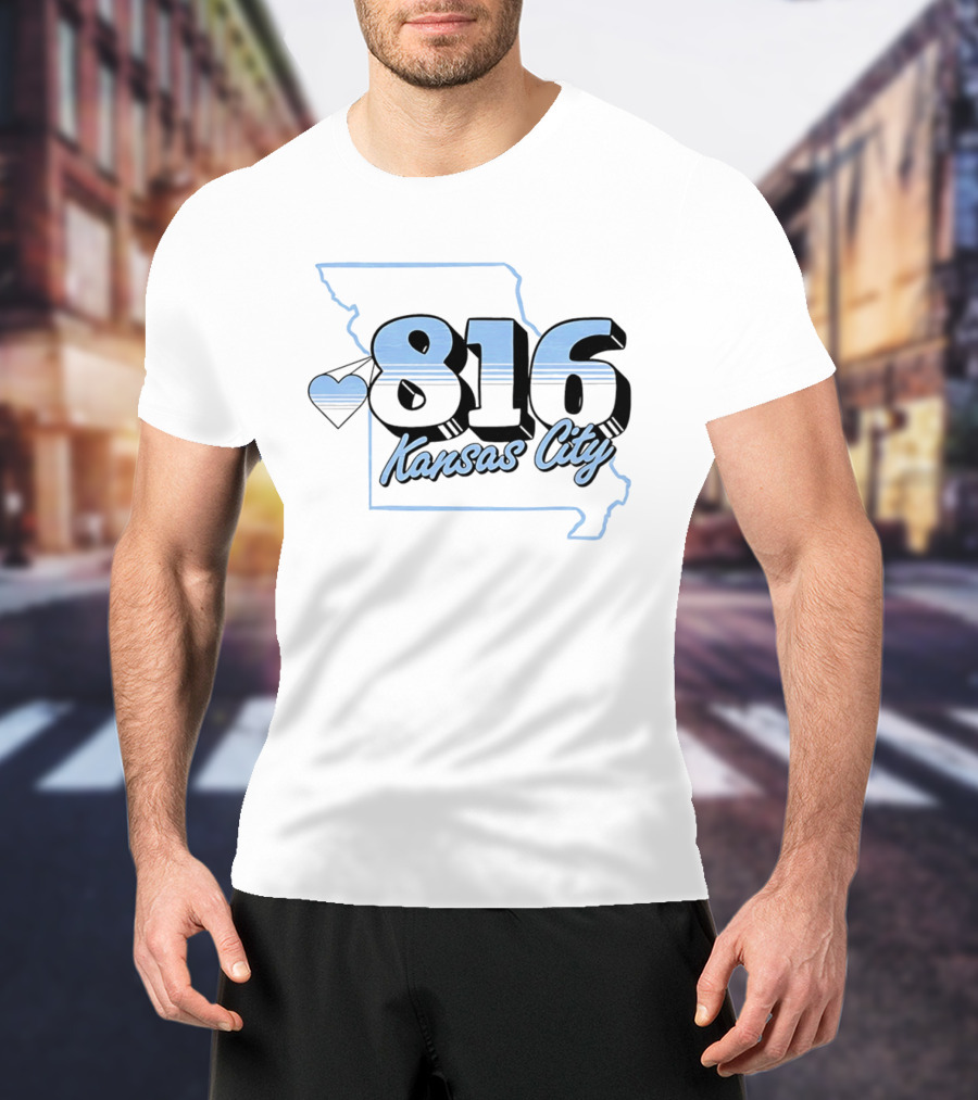 816 Kansas City Heart Map Love T-Shirt