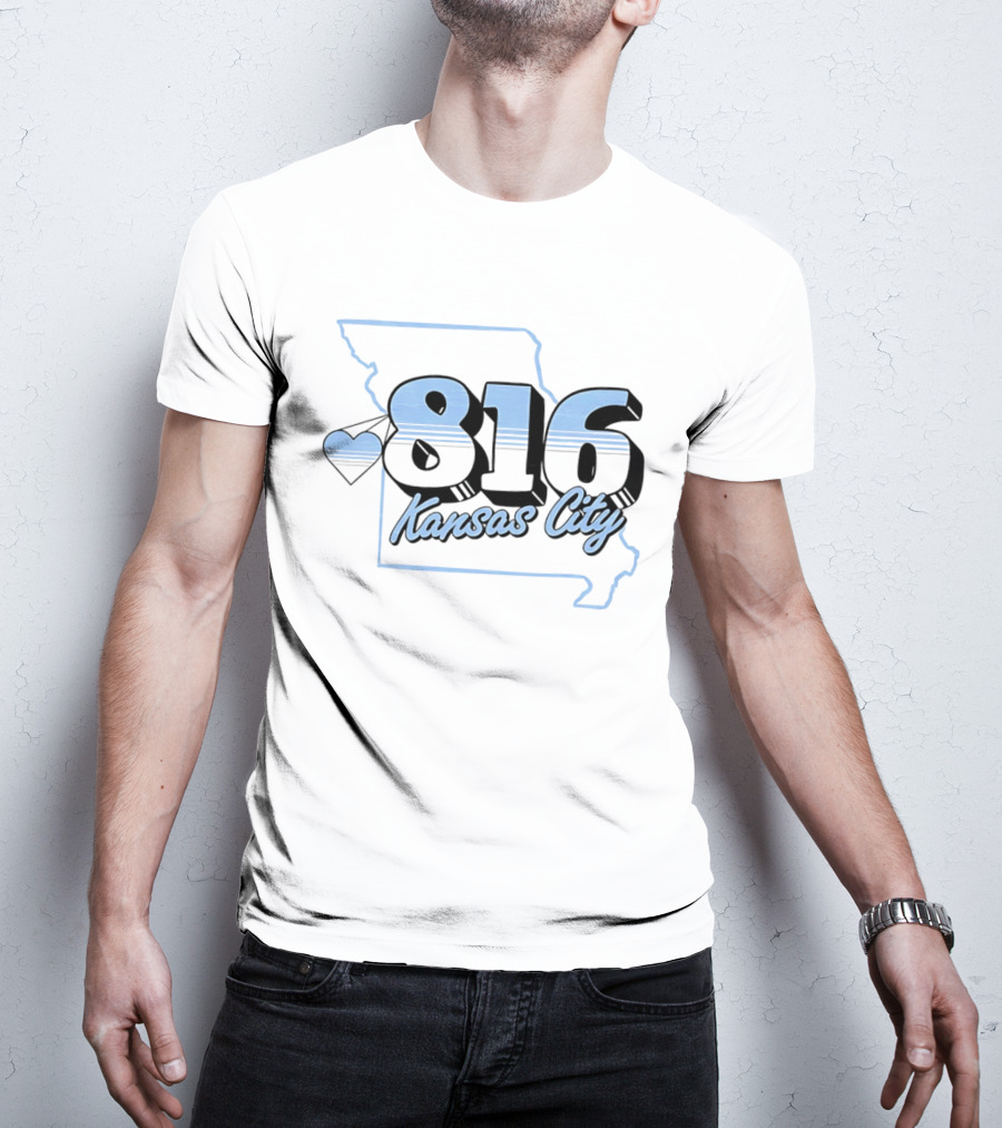 816 Kansas City Heart Map Love T-Shirt