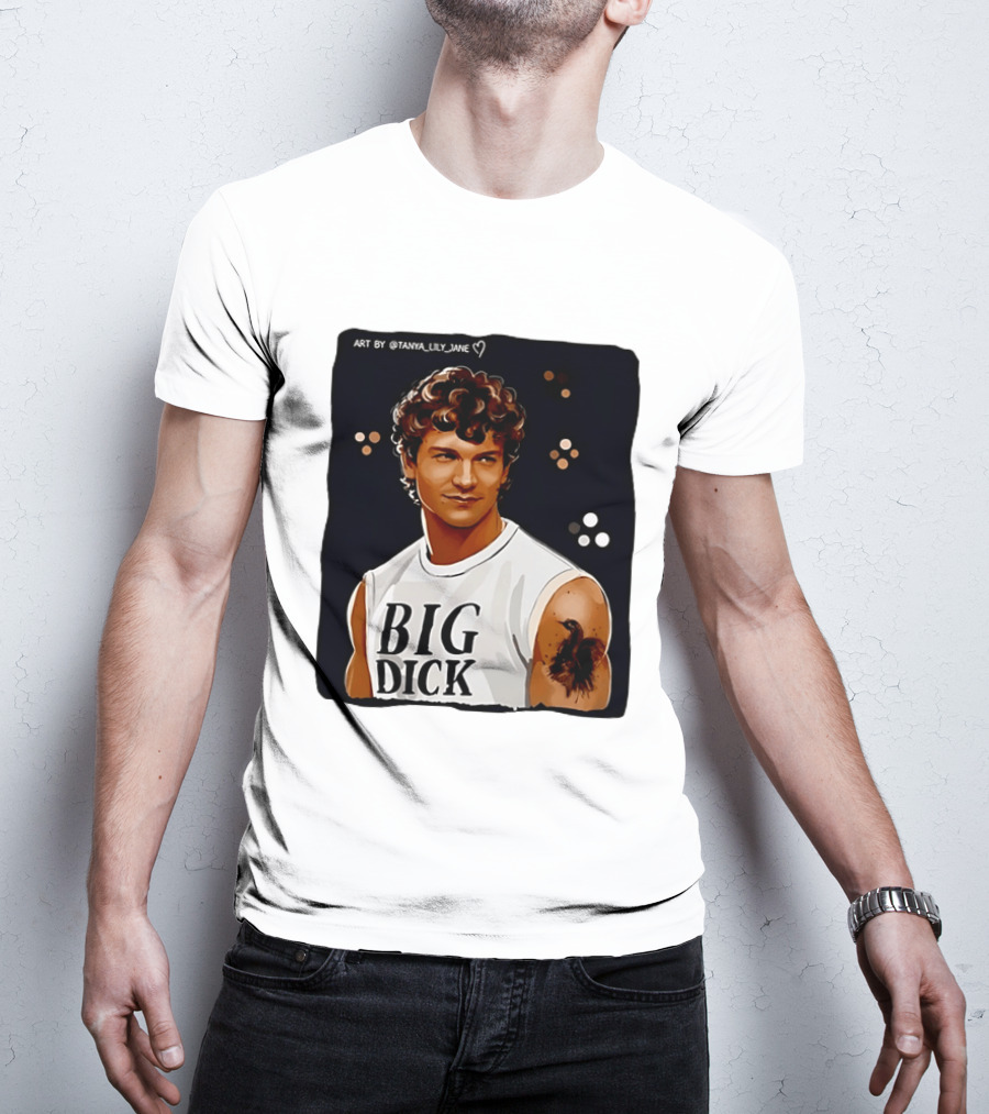 Tanya Lily Jane Big Dick Art Featuring Curly Haired Man T-Shirt