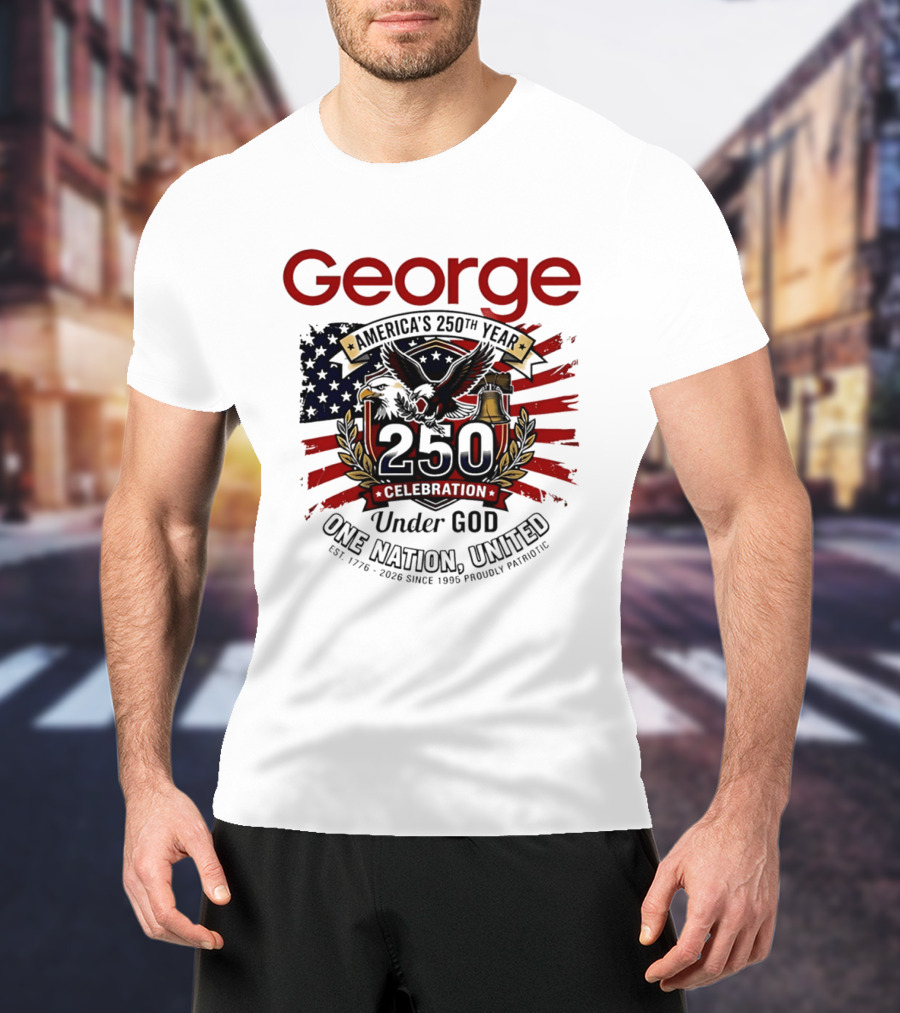 George America's 250th Year 1776 2026 Celebration Eagle Flag Under God One Nation United T-Shirt