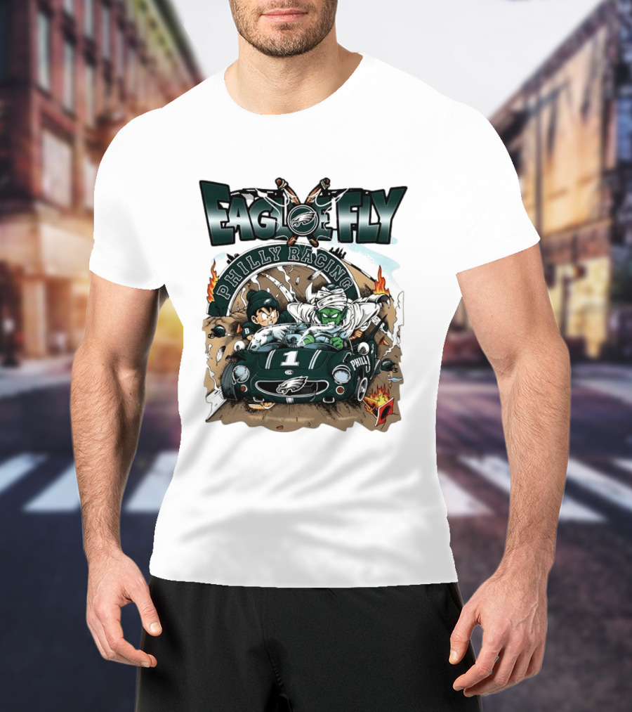 Eagle Fly Philly Racing Philadelphia Eagles Anime Characters Driving Race Car T-Shirt