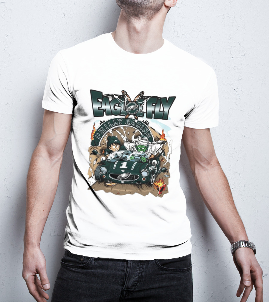 Eagle Fly Philly Racing Philadelphia Eagles Anime Characters Driving Race Car T-Shirt