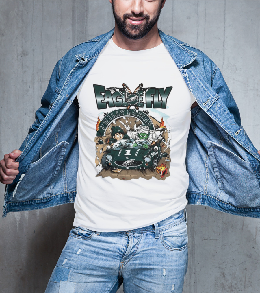 Eagle Fly Philly Racing Philadelphia Eagles Anime Characters Driving Race Car T-Shirt