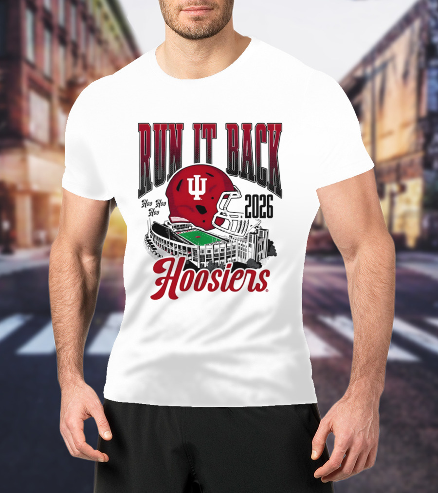 Run It Back Hoo Hoo Hoo 2026 Hoosiers Indiana University Football Stadium Helmet T-Shirt
