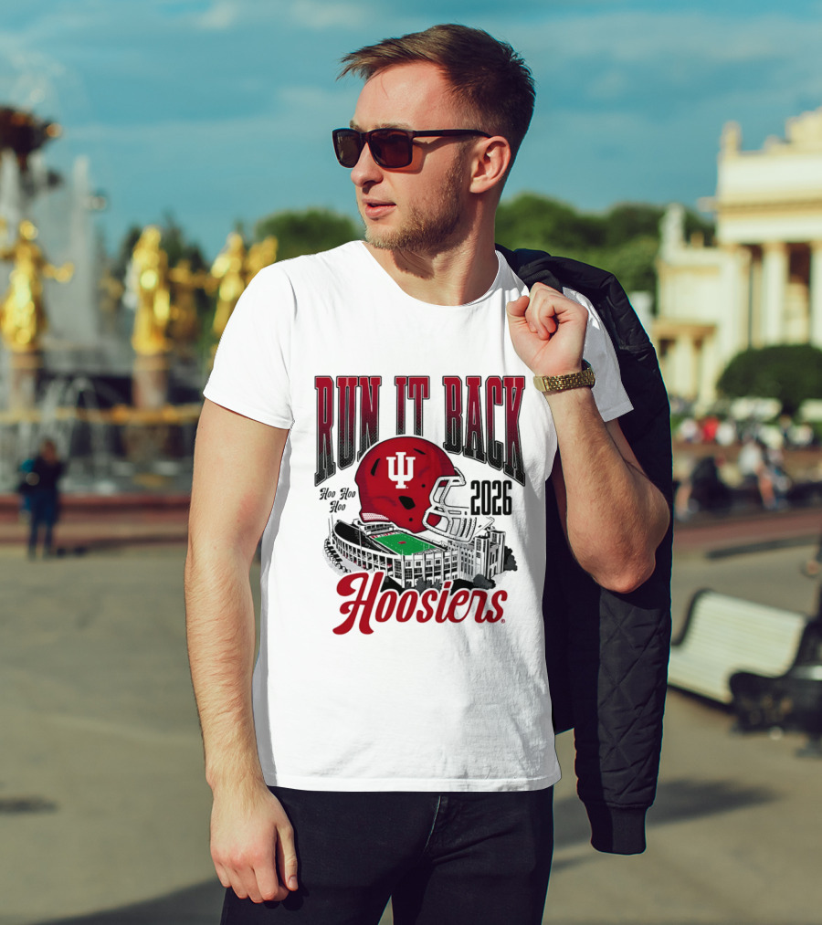 Run It Back Hoo Hoo Hoo 2026 Hoosiers Indiana University Football Stadium Helmet T-Shirt