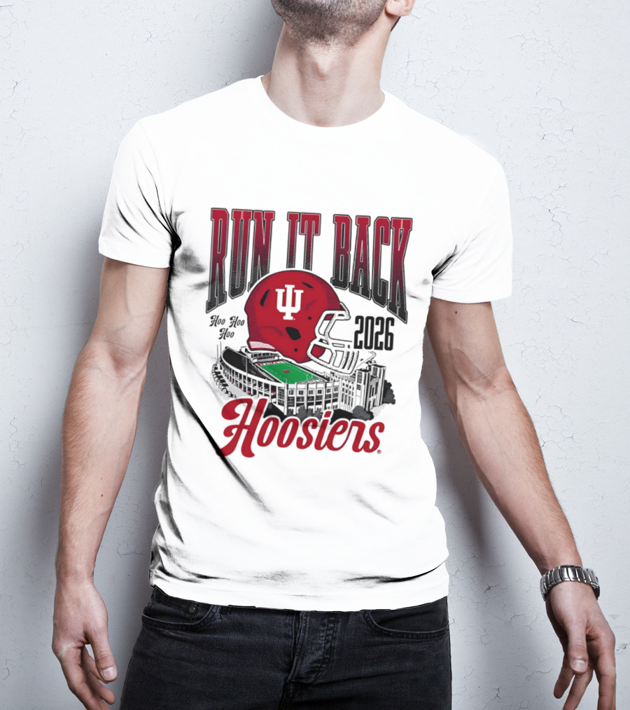 Run It Back Hoo Hoo Hoo 2026 Hoosiers Indiana University Football Stadium Helmet T-Shirt