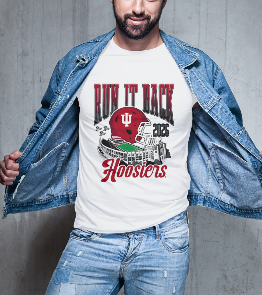 Run It Back Hoo Hoo Hoo 2026 Hoosiers Indiana University Football Stadium Helmet T-Shirt