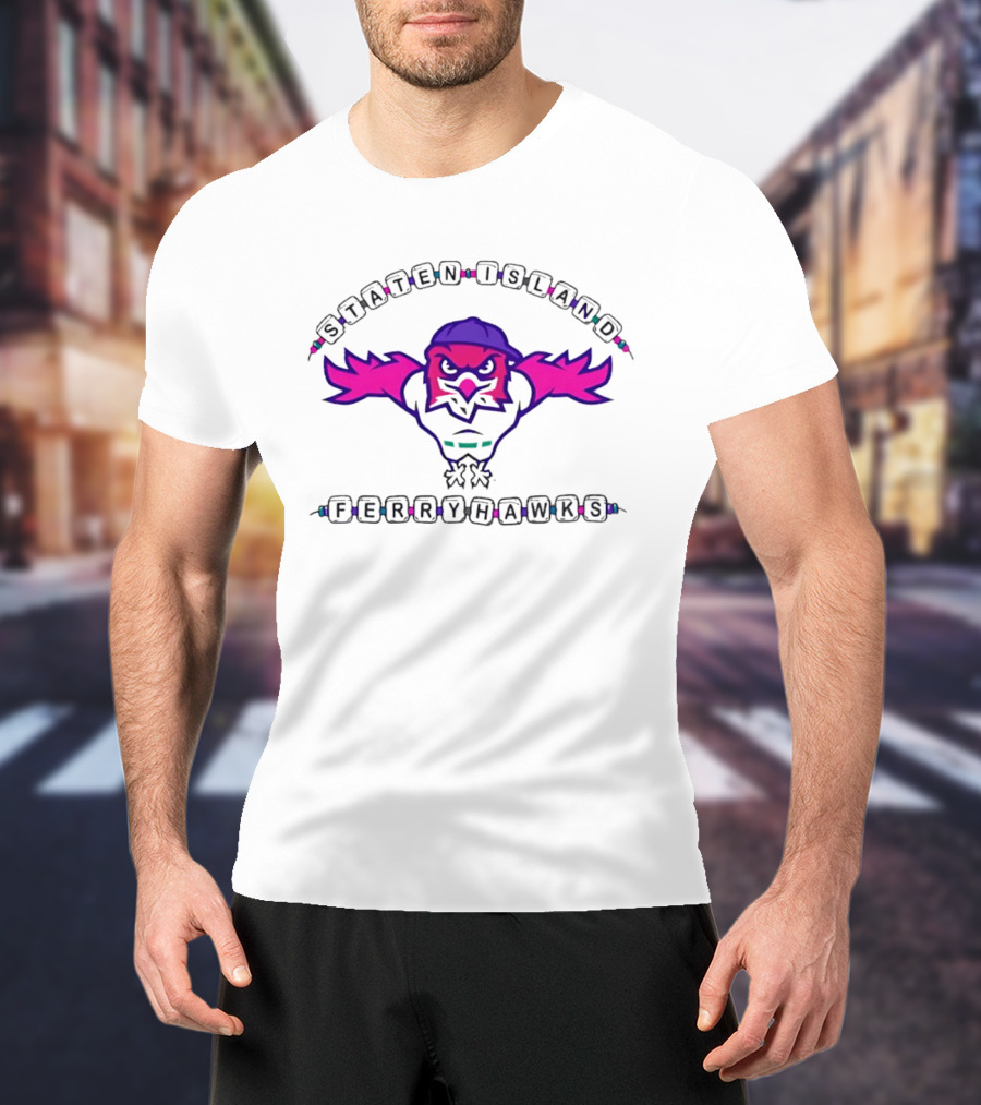 Staten Island Ferryhawks Cartoon Bird Backwards Cap Beads T-Shirt