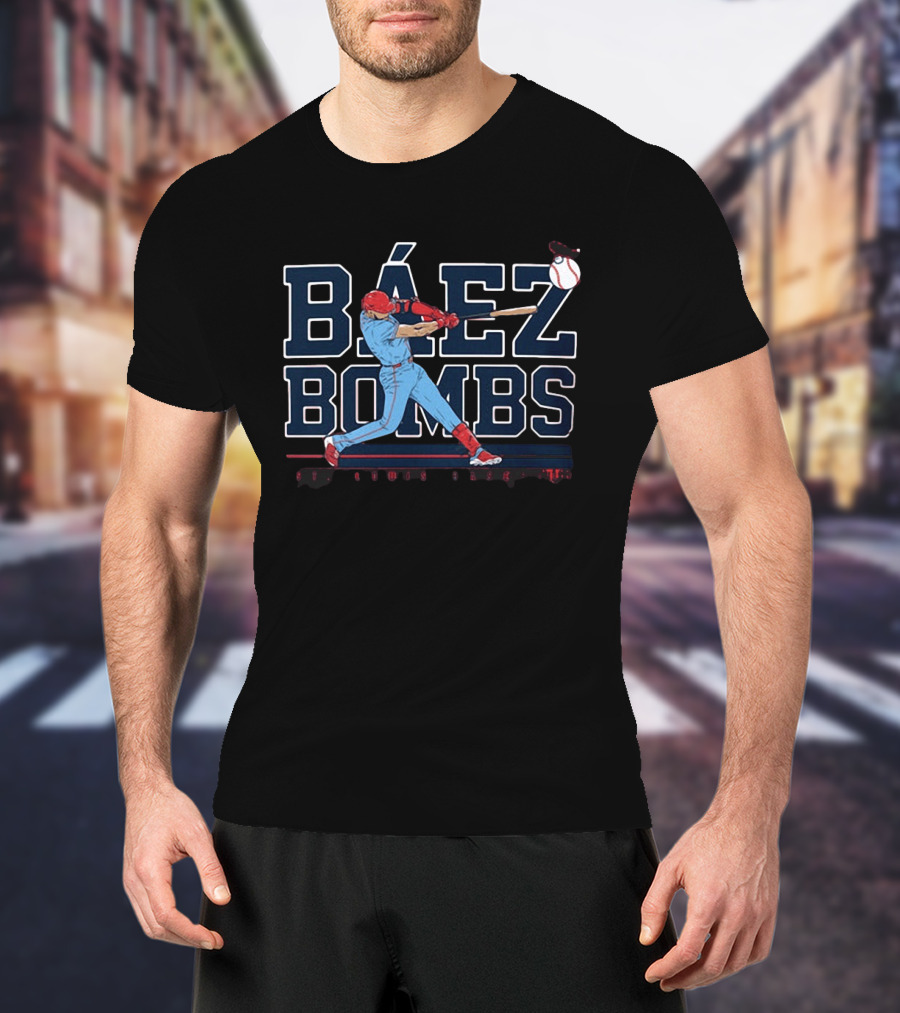 Báez Bombs St. Louis Baseball Player Swinging Bat With Flying Ball T-Shirt