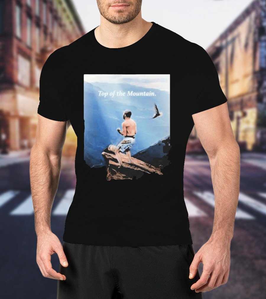 Islam Makhachev Top Of The Mountain Scenic Martial Arts Triumph T-Shirt