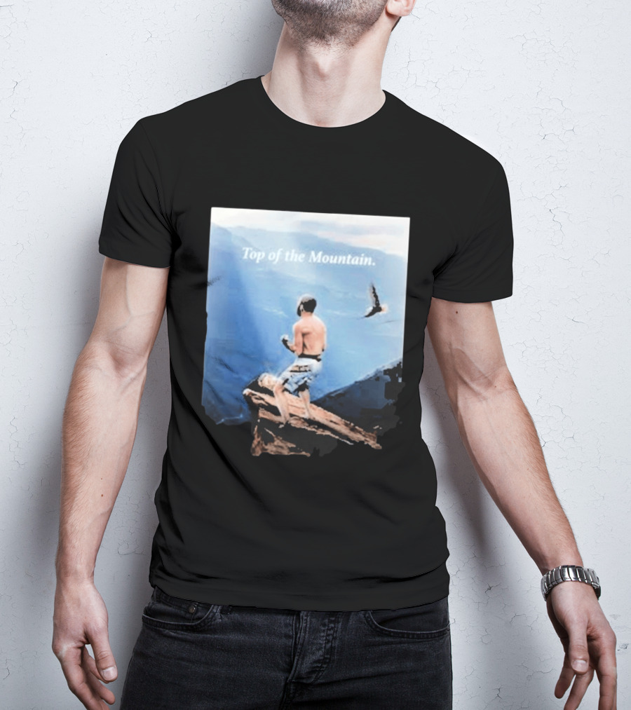 Islam Makhachev Top Of The Mountain Scenic Martial Arts Triumph T-Shirt