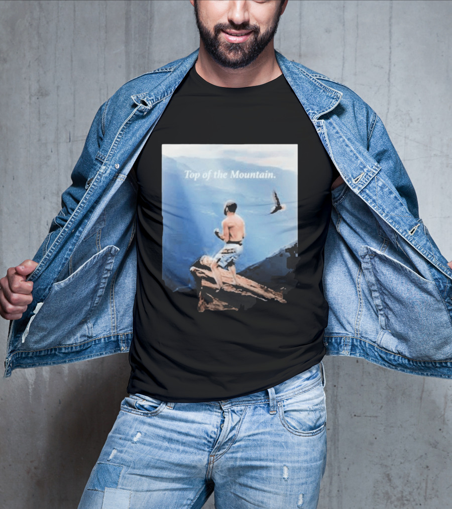 Islam Makhachev Top Of The Mountain Scenic Martial Arts Triumph T-Shirt