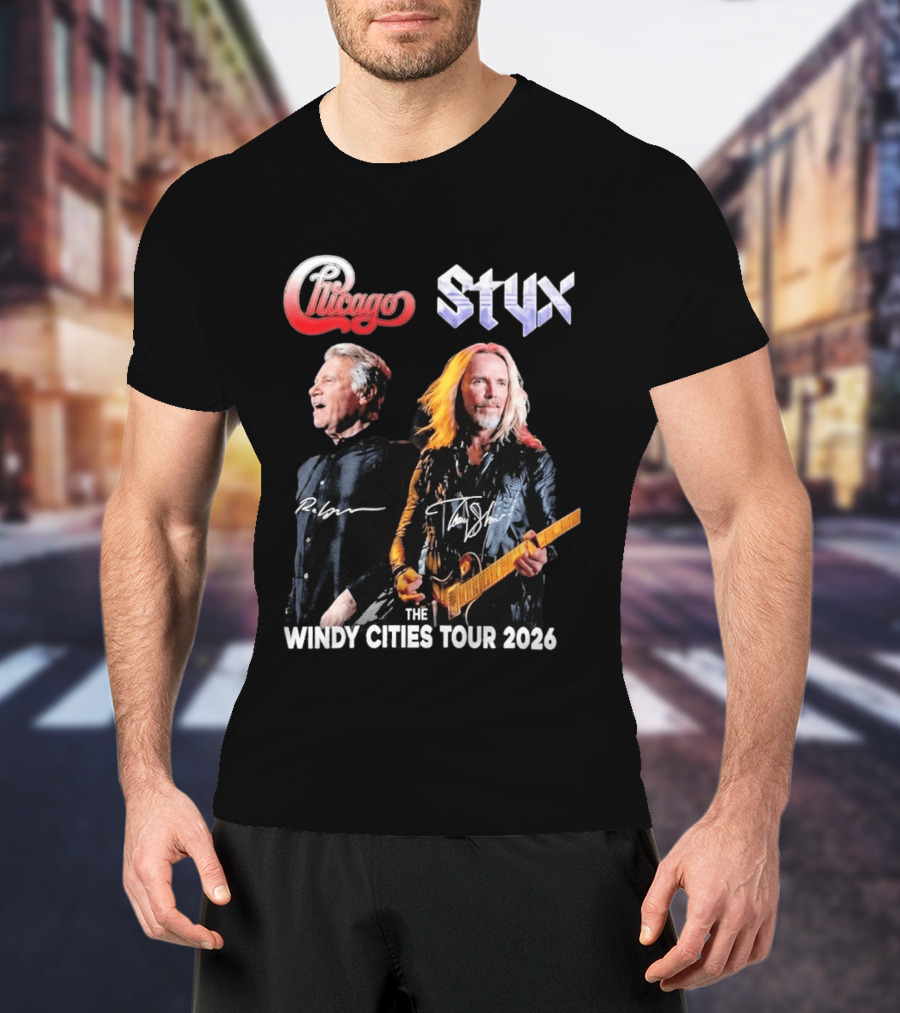 Chicago Styx The Windy Cities Tour 2026 Rock Concert T-Shirt