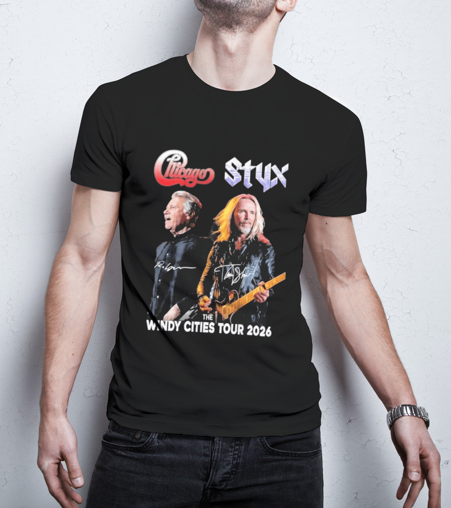 Chicago Styx The Windy Cities Tour 2026 Rock Concert T-Shirt
