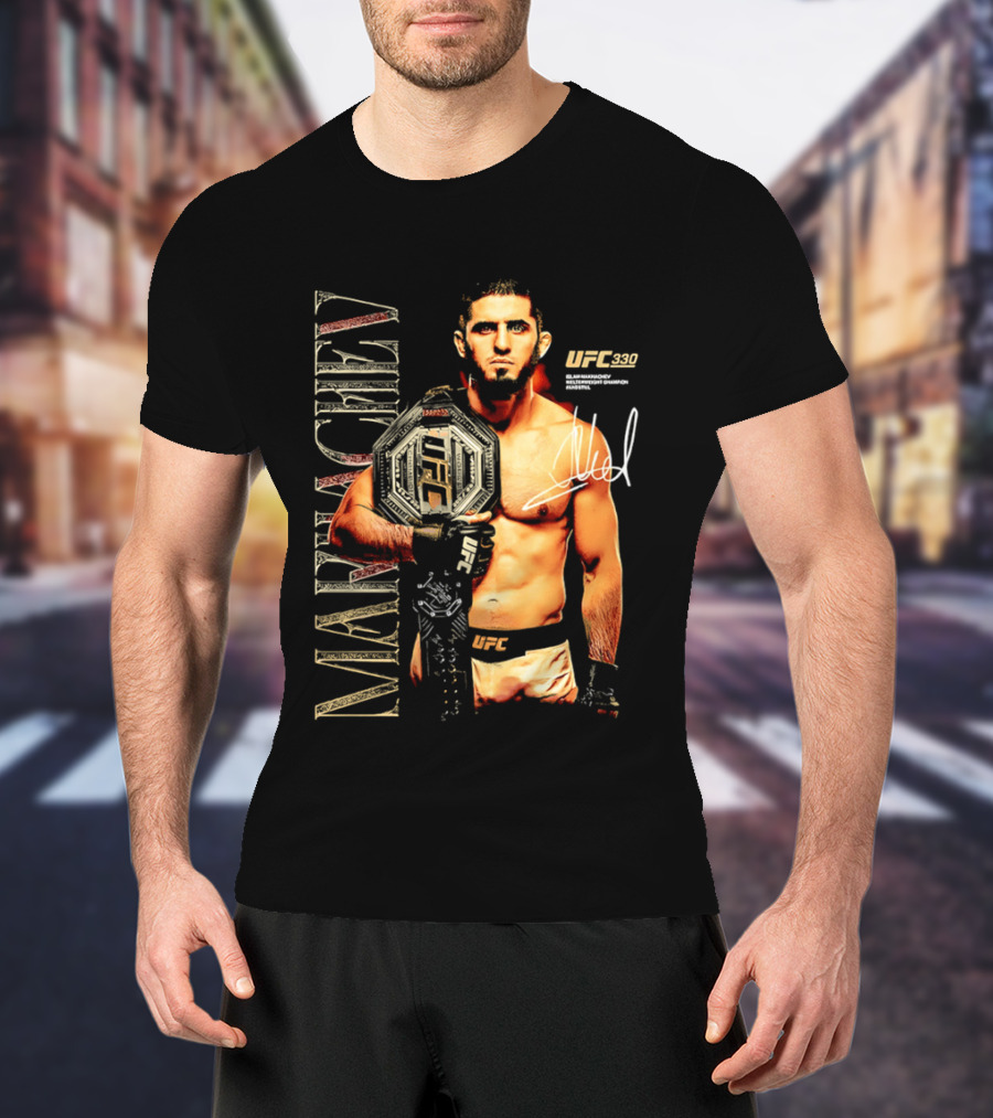 Islam Makhachev UFC Champion Signature Autograph Belt T-Shirt