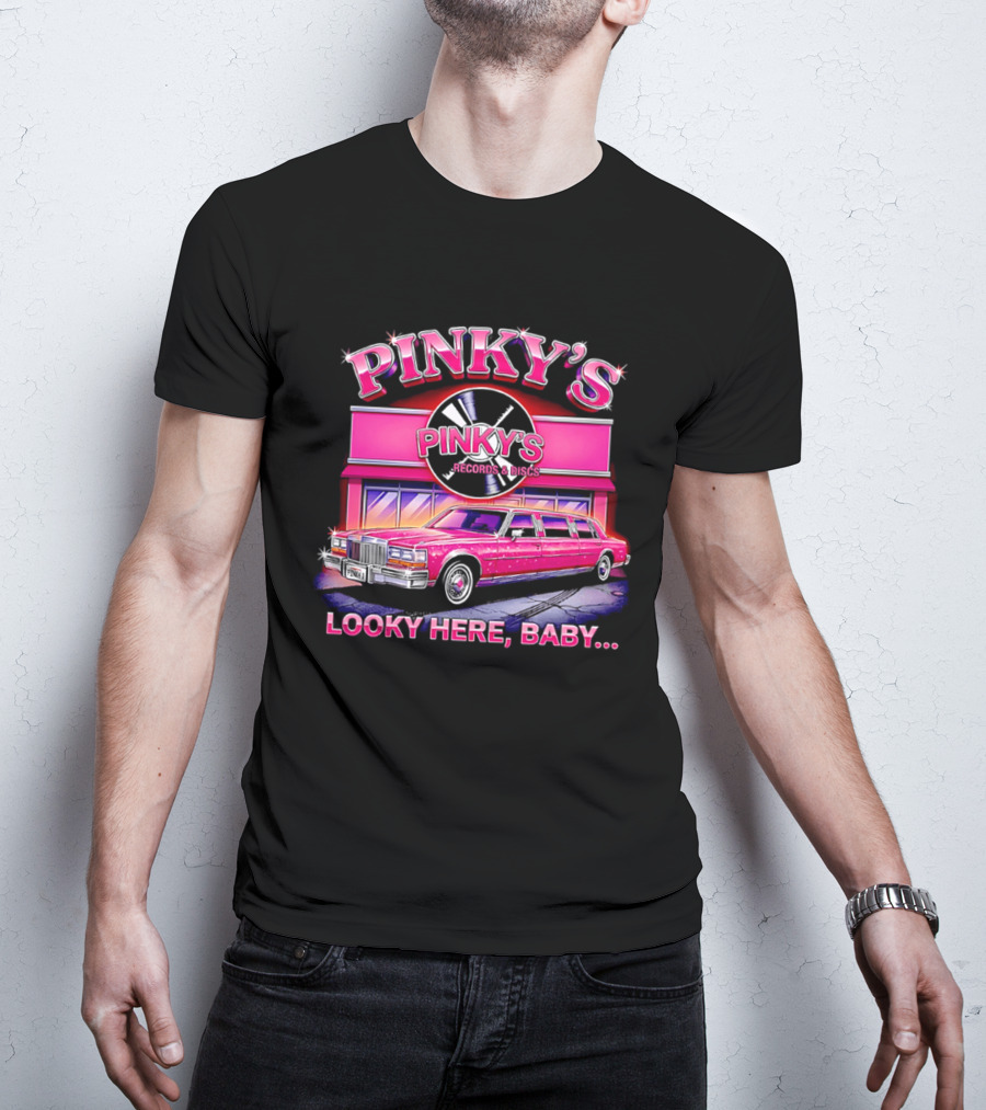 Pinky's Records And Discs Pink Limousine Looky Here Baby T-Shirt