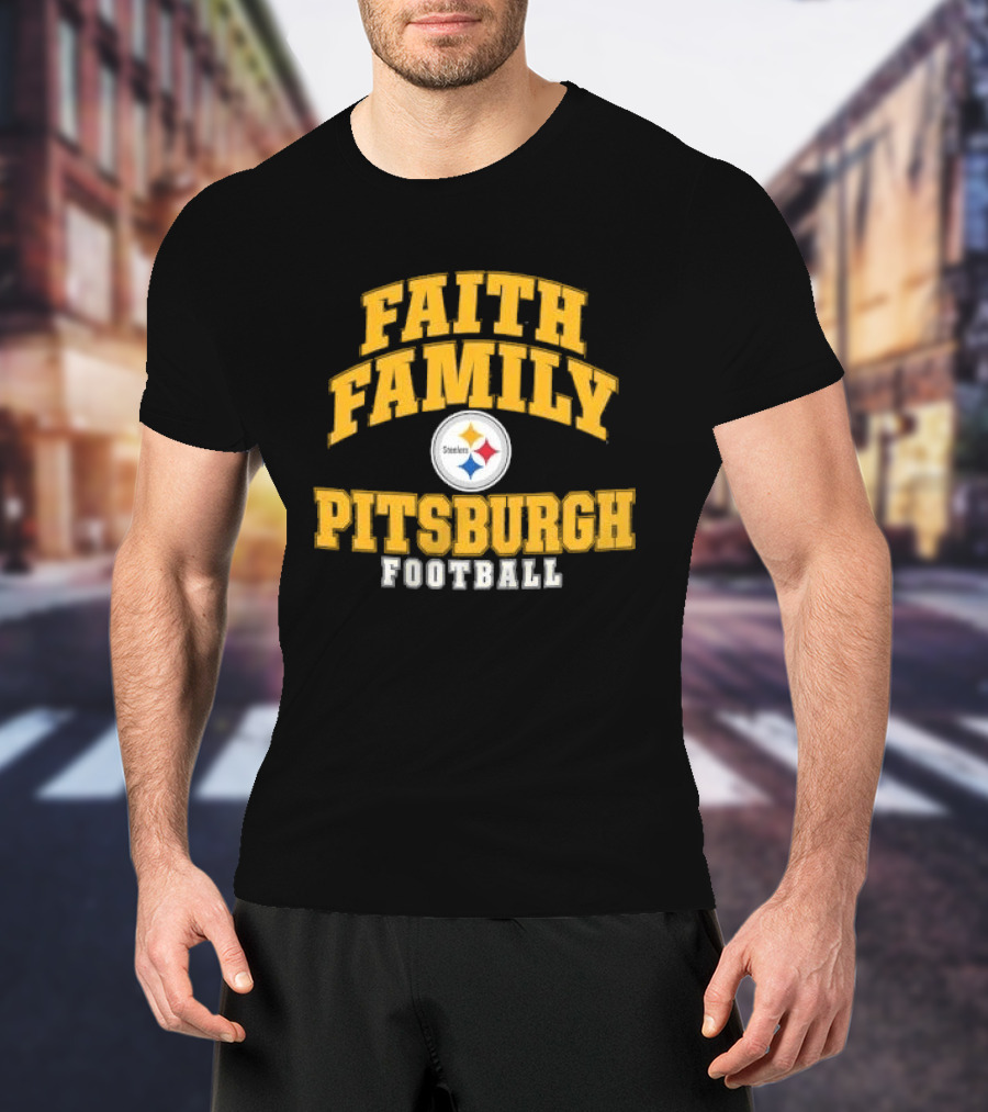 Pittsburgh Steelers Faith Family Football Team Yellow Arched T-Shirt