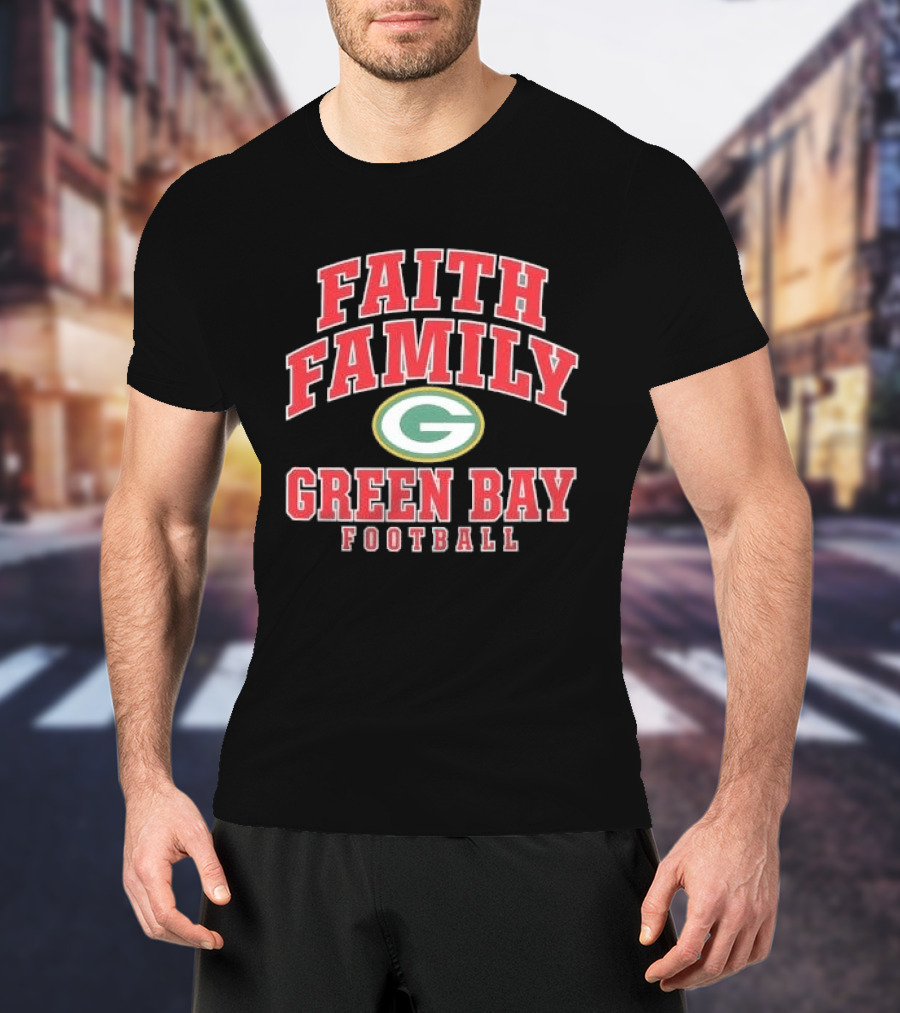Faith Family Green Bay Football Oval G Distressed T-Shirt