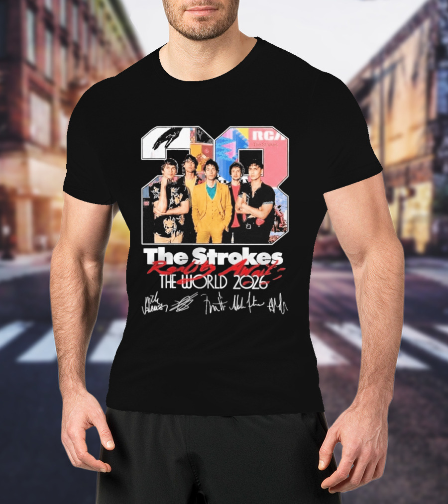 The Strokes Reality Awaits 2026 Tour RCA Vintage Band Signatures T-Shirt