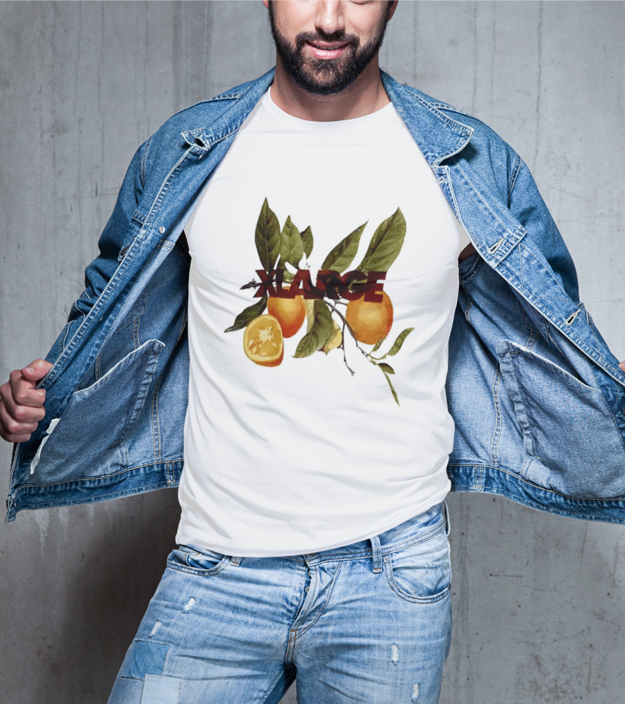Xlarge Watercolor Oranges Citrus Branch Leaves Slice T-Shirt