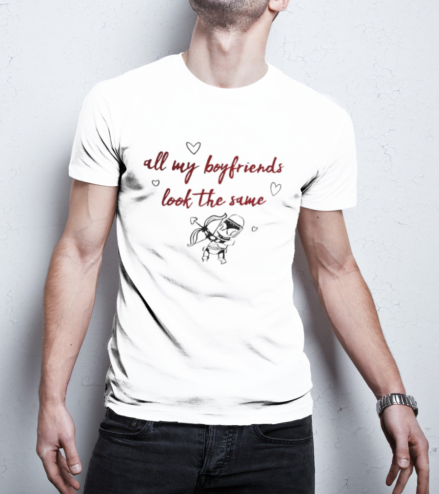 All My Boyfriends Look The Same Cartoon Clone Trooper Cupid Bow Hearts T-Shirt