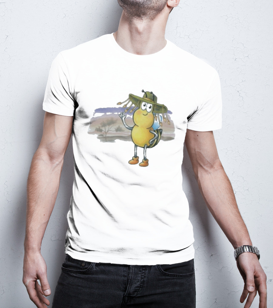 Drgluon Waving In The Outback With Bug Character In Sun Hat T-Shirt