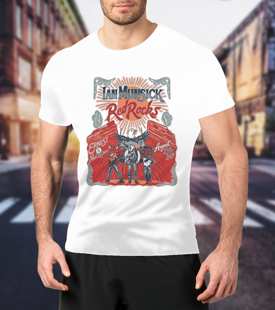Ian Munsick Red Rocks Morrison CO 08 25 2026 Live Tour Featuring Ernest Neon Dreams T-Shirt