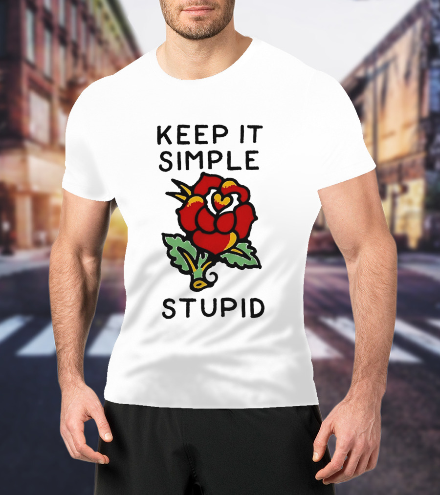 Keep It Simple Stupid Red Rose Kiss Minimalist T-Shirt