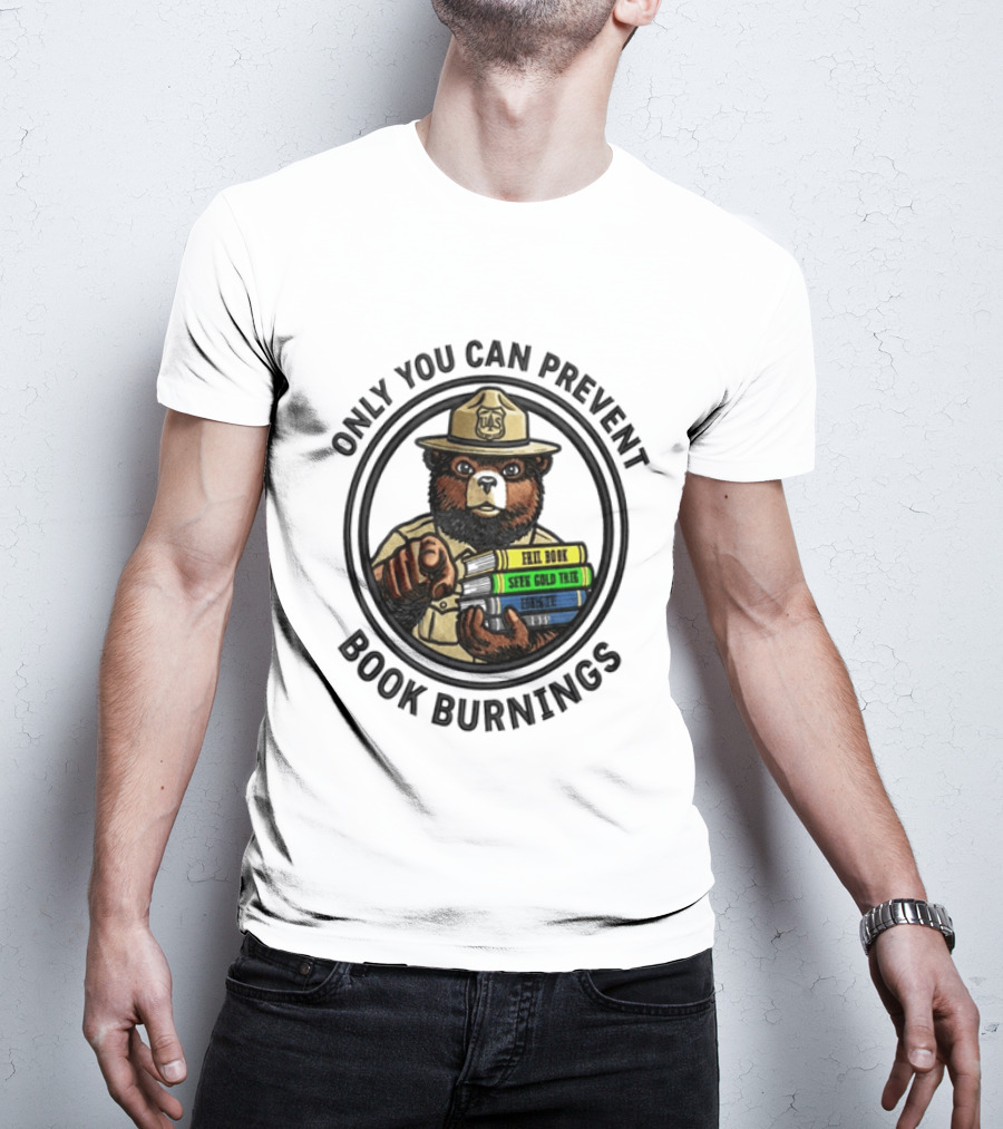 Only You Can Prevent Book Burnings Sparky Bear Hell Book Seer Gold Thief T-Shirt