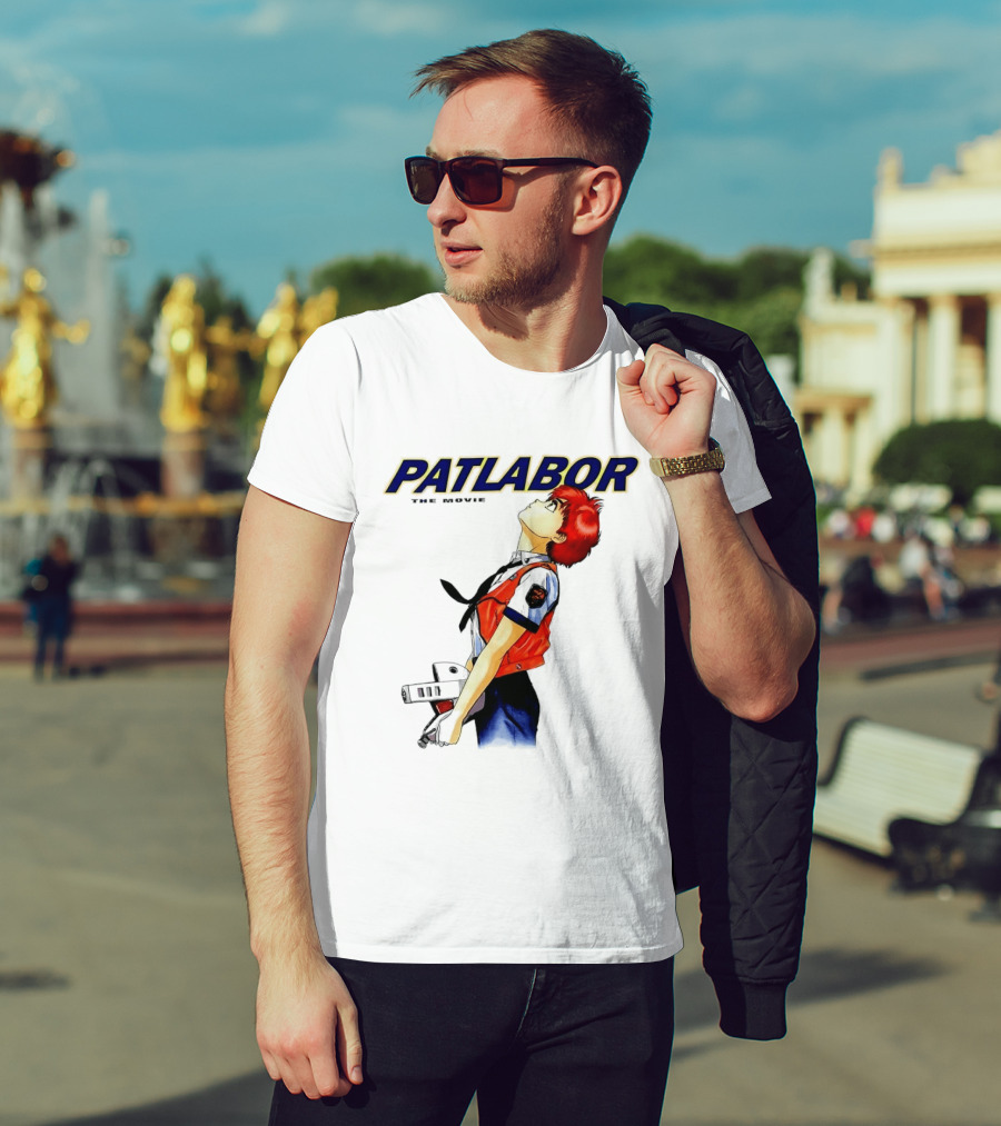 Patlabor The Movie Anime Girl Holding Helmet Looking Up T-Shirt