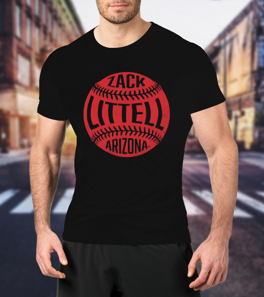 Zack Littell Arizona Distressed Red Baseball Seams T-Shirt