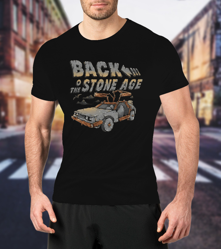 Back To The Stone Age Car Stone Age Style Time Travel Caveman T-Shirt