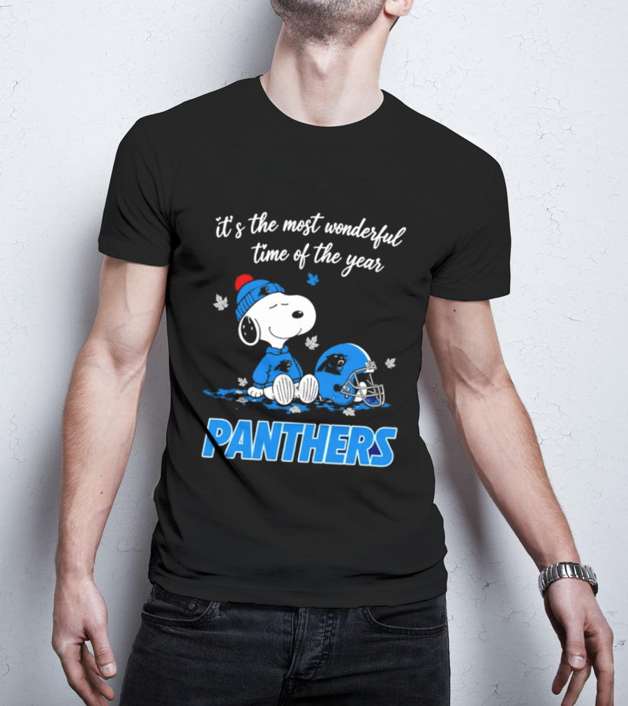 Panthers It's The Most Wonderful Time Of The Year Cartoon Snoopy Beanie Helmet T-Shirt