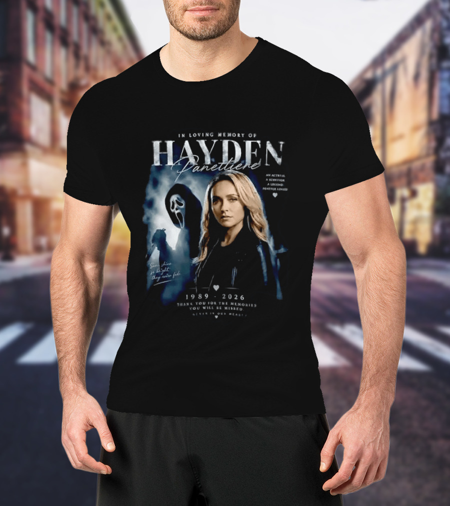 In Loving Memory Of Actress Hayden Panettiere 1989 2026 With Ghostface Shadow T-Shirt