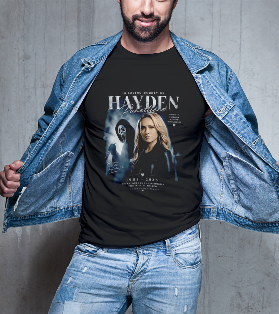 In Loving Memory Of Actress Hayden Panettiere 1989 2026 With Ghostface Shadow T-Shirt