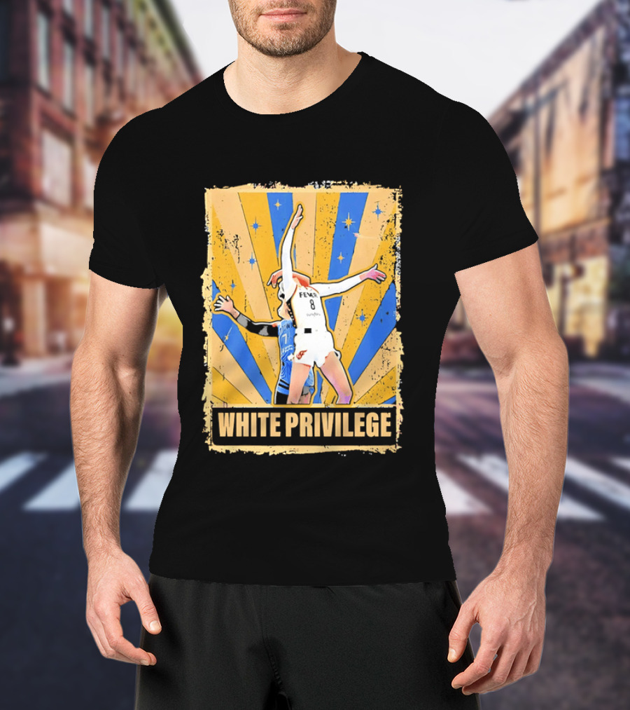 Indiana Fever WNBA White Privilege Basketball Players Foul Distressed Sunburst Stars T-Shirt