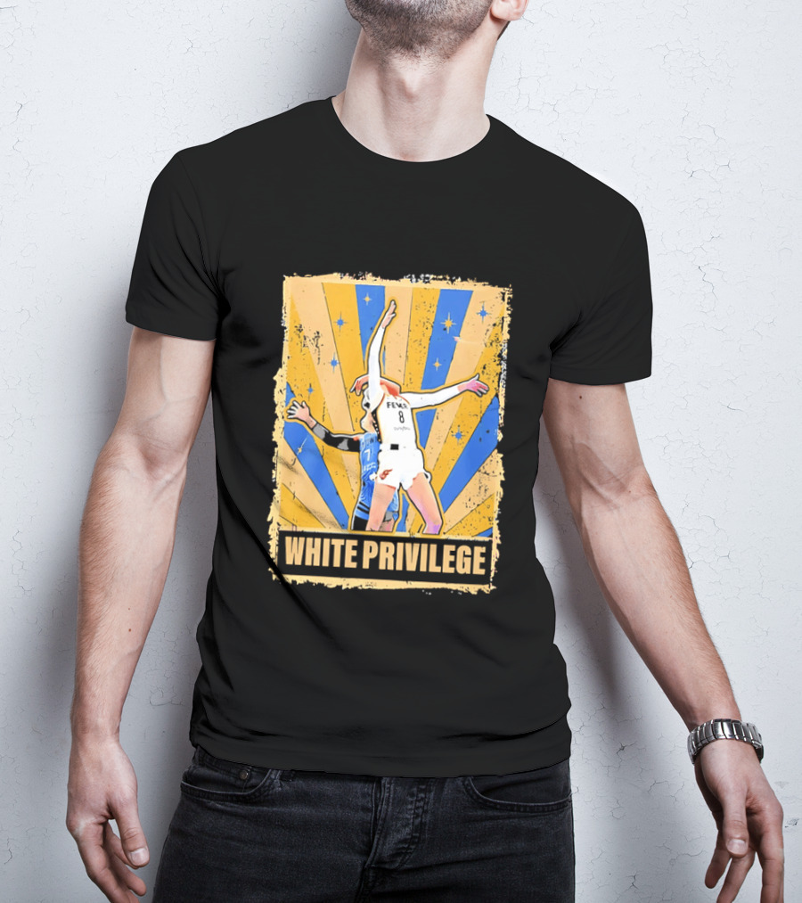 Indiana Fever WNBA White Privilege Basketball Players Foul Distressed Sunburst Stars T-Shirt