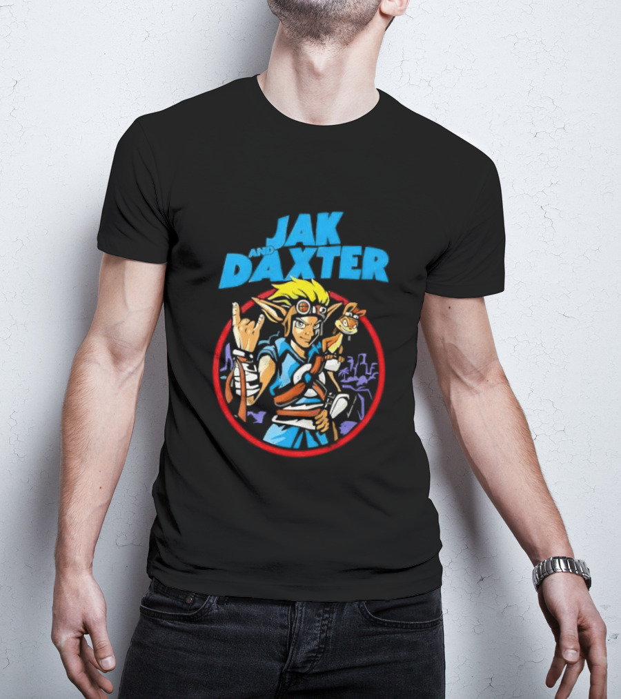 Jak And Daxter Cartoon Hero With Goggles In Red Circle T-Shirt