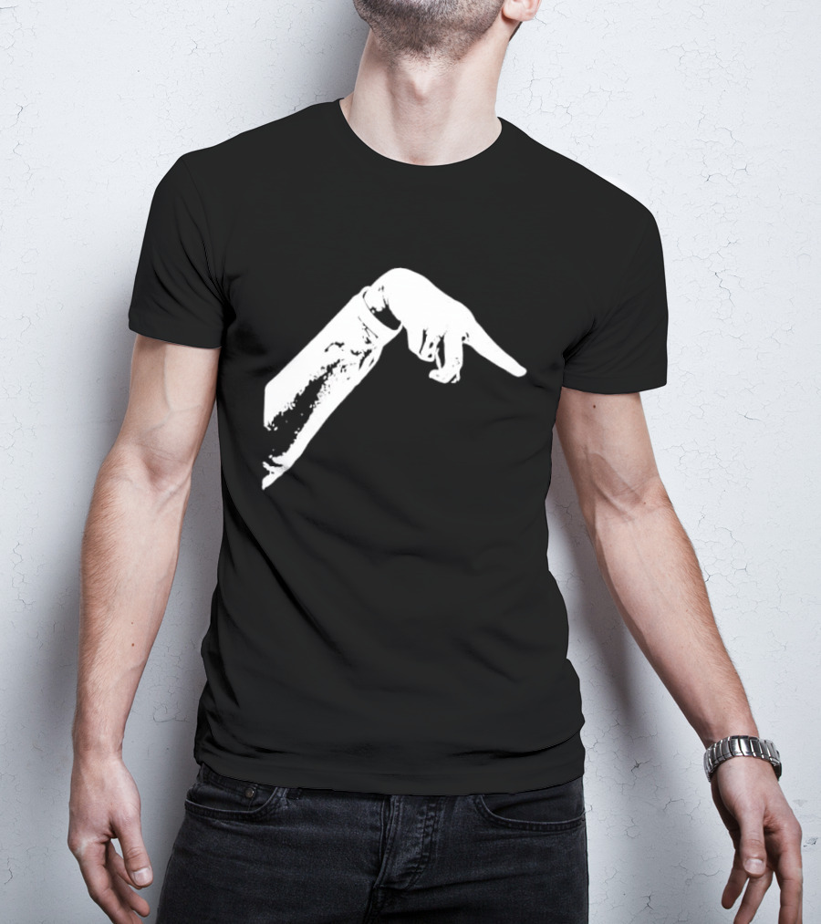 Monochrome Pointing Hand Sleeve Downward T-Shirt