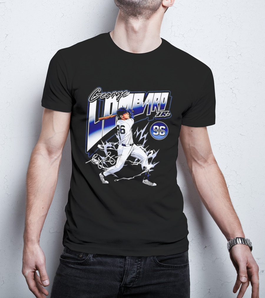 George Lombardo Jr 96 Baseball Player Swinging Bat Lightning T-Shirt