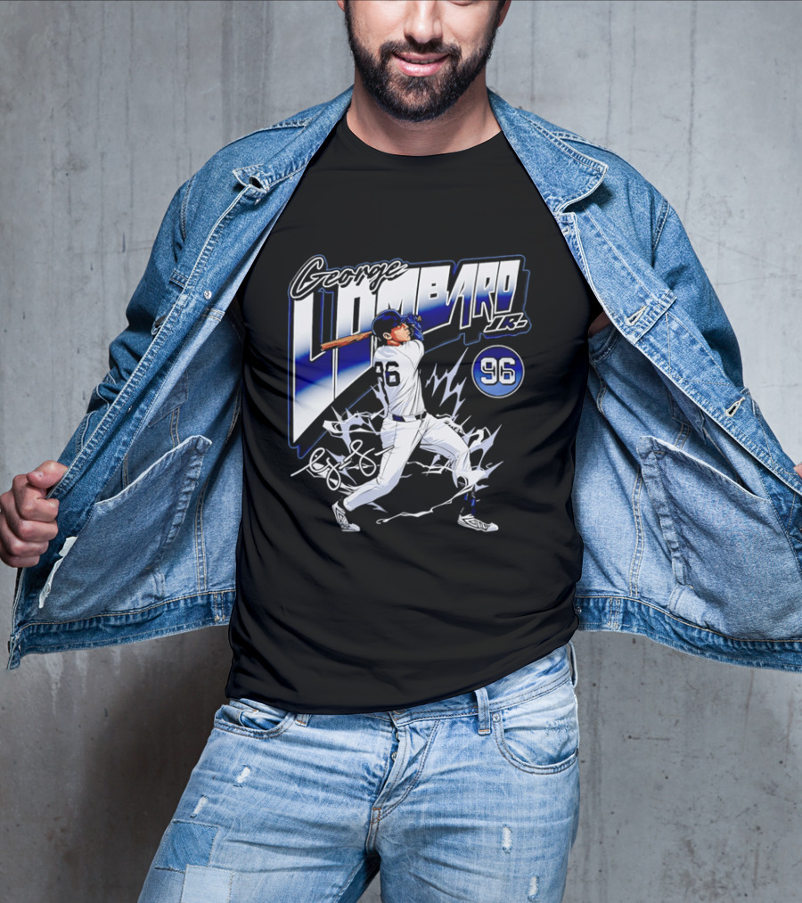 George Lombardo Jr 96 Baseball Player Swinging Bat Lightning T-Shirt
