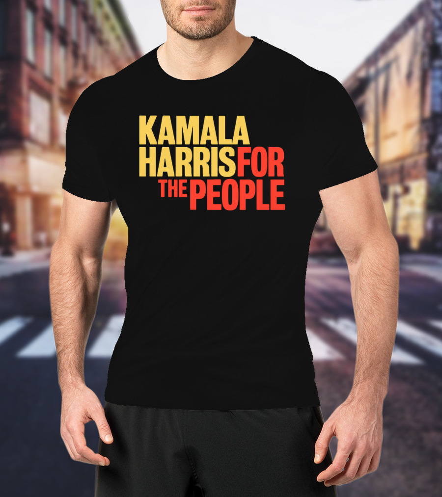 Kamala Harris For The People Text Classic Bold Yellow And Red T-Shirt