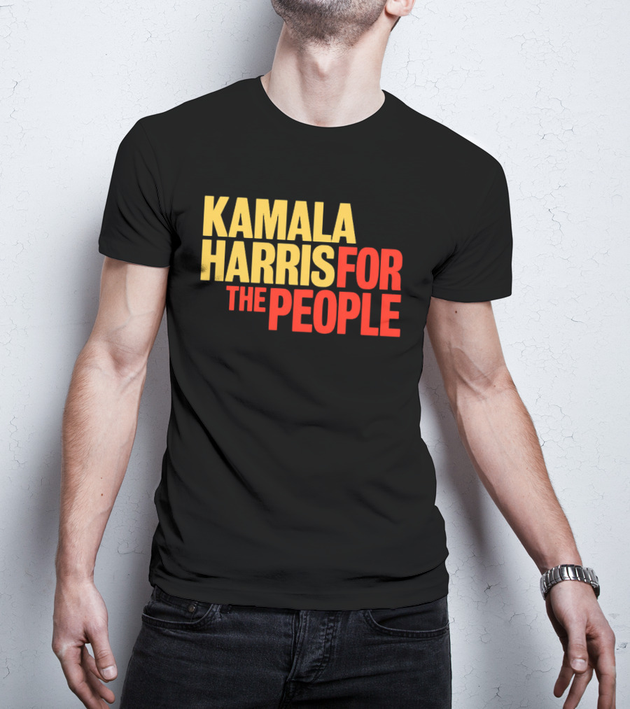 Kamala Harris For The People Text Classic Bold Yellow And Red T-Shirt