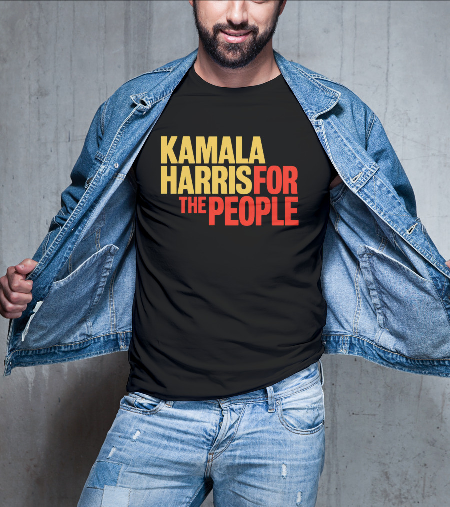 Kamala Harris For The People Text Classic Bold Yellow And Red T-Shirt