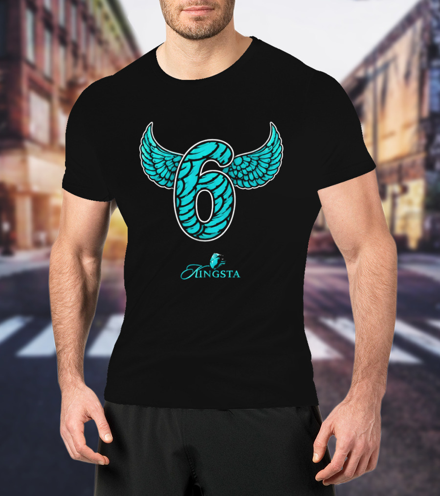 Kingsta Turquoise Feathered Wings Number 6 T-Shirt