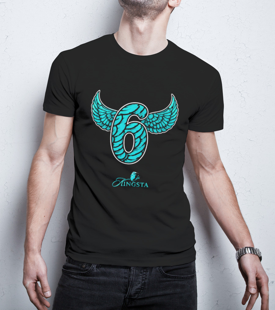 Kingsta Turquoise Feathered Wings Number 6 T-Shirt